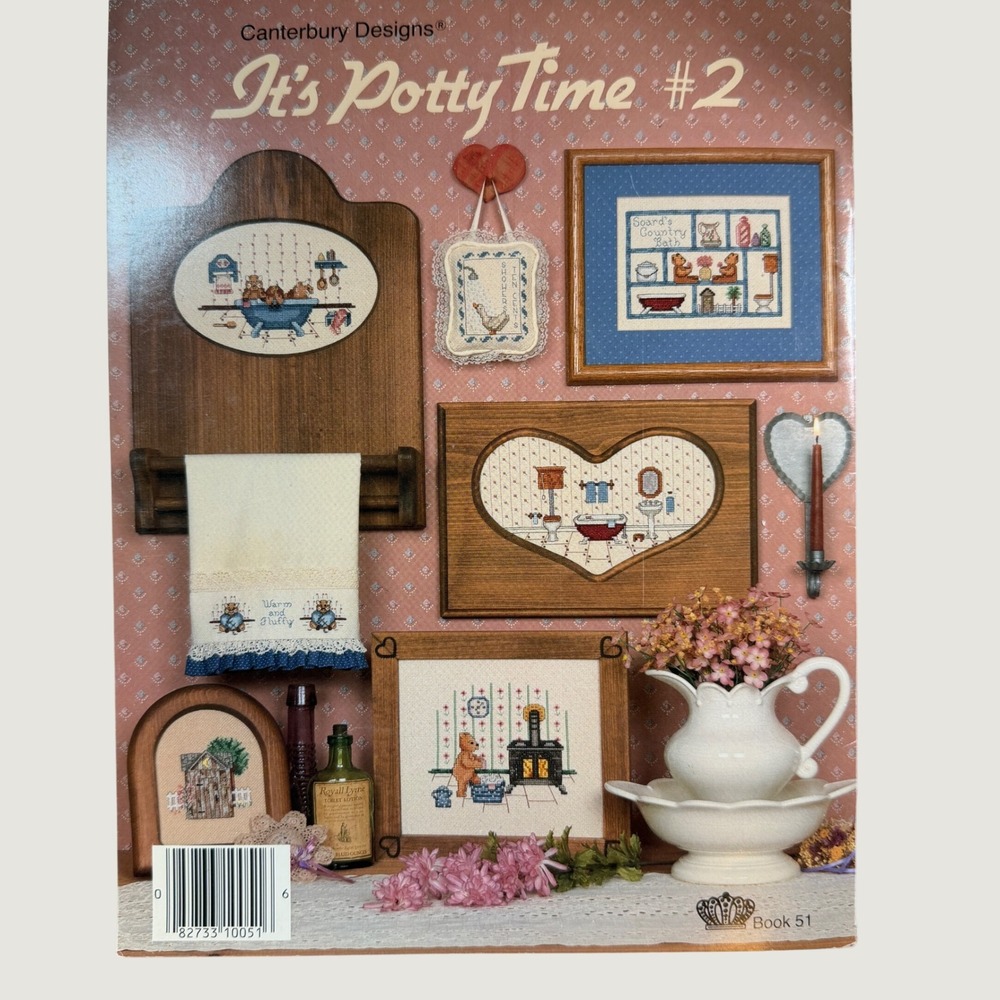 Canterbury Designs It's Potty Time #2 Cross Stitch Pattern Book 51 Vintage